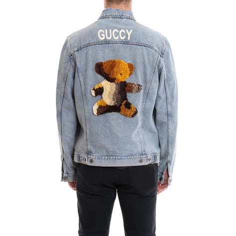 guccy bear denim jacket|gucci gg denim jacket.